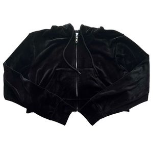 Colsie Black Velour Cropped Zip Up